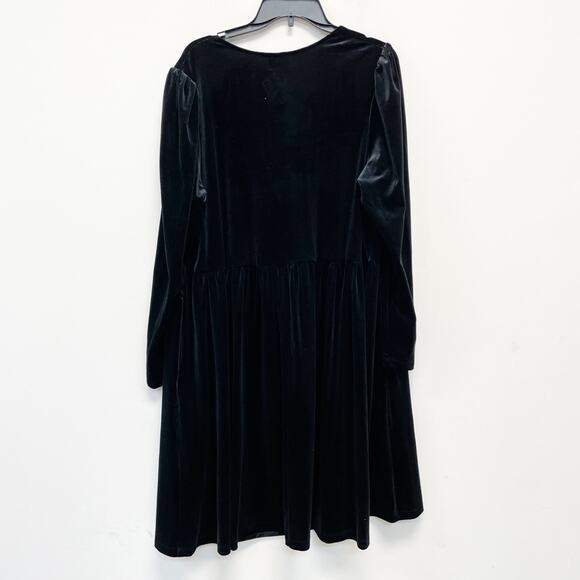 Ava & Viv Women's Holiday Long Sleeve Rosette Midi A Line Dress Black Size XXL - Picture 3 of 6